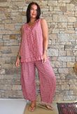 Nonni Gingham Relaxed Barrel Pant Sangria